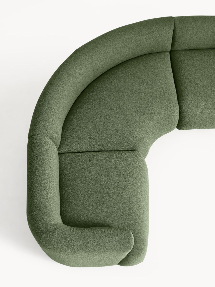 Modern Big Köşe Koltuk Koyu Yeşil Bukle