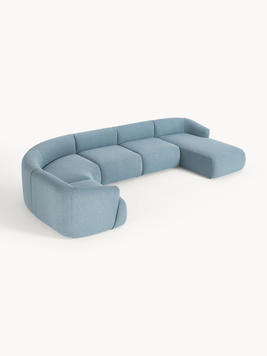 Modern Big Köşe Koltuk Mavi Bukle