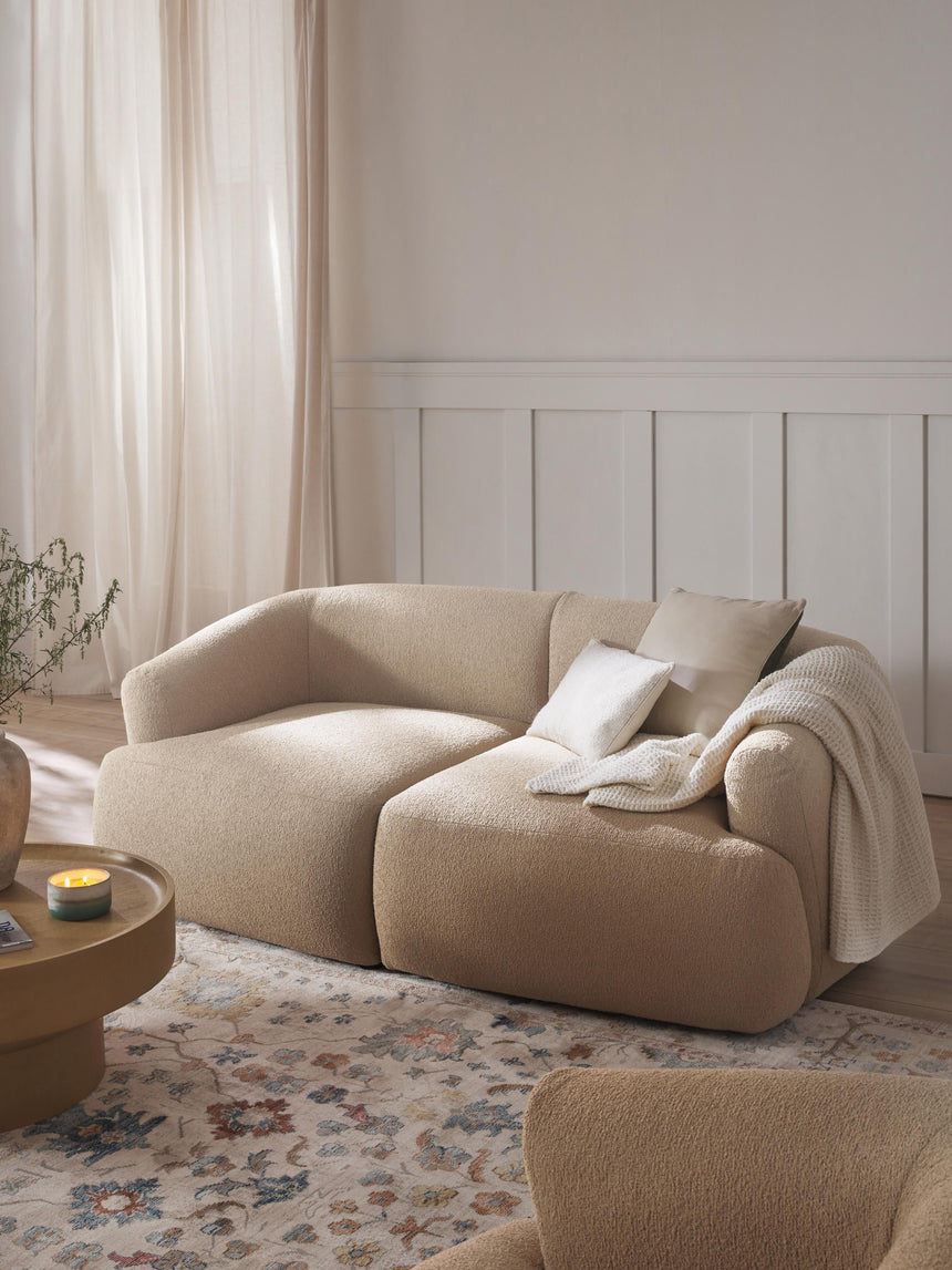 Modern İkili Koltuk Açık Bej Bukle