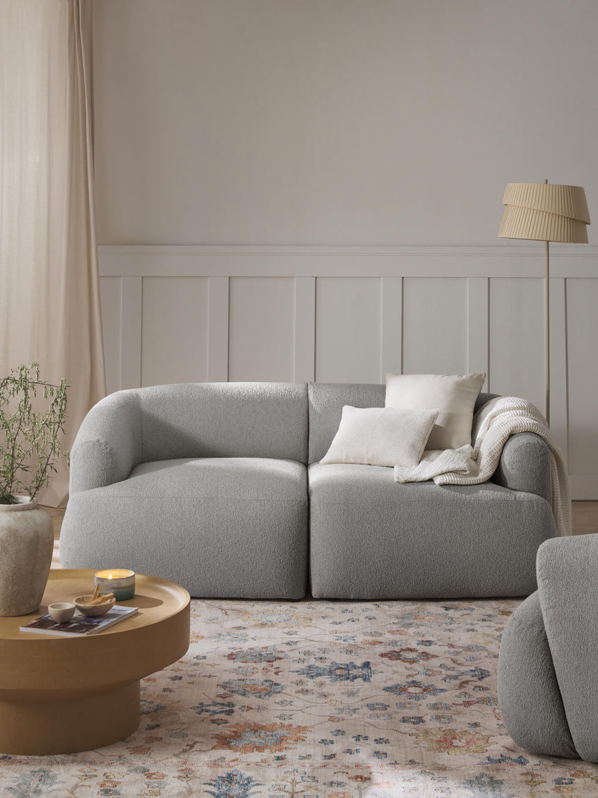 Modern İkili Koltuk Açık Gri Bukle