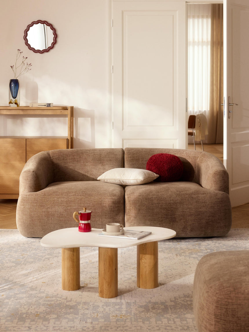 Modern İkili Koltuk Kahve Dokuma Kadife