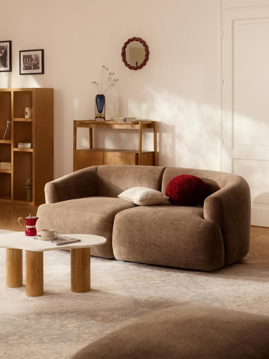 Modern İkili Koltuk Kahve Dokuma Kadife