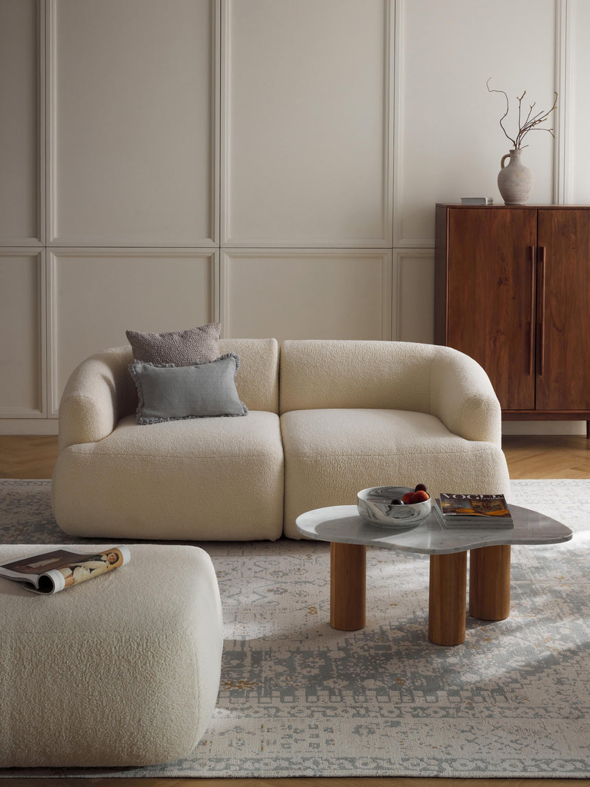 Modern İkili Koltuk Kırık Beyaz Teddy