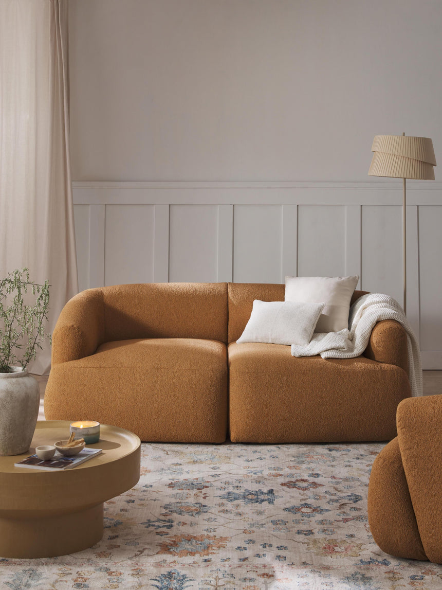 Modern İkili Koltuk Açık Kahve Bukle