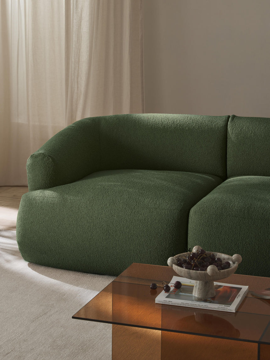 Modern İkili Koltuk Koyu Yeşil Bukle