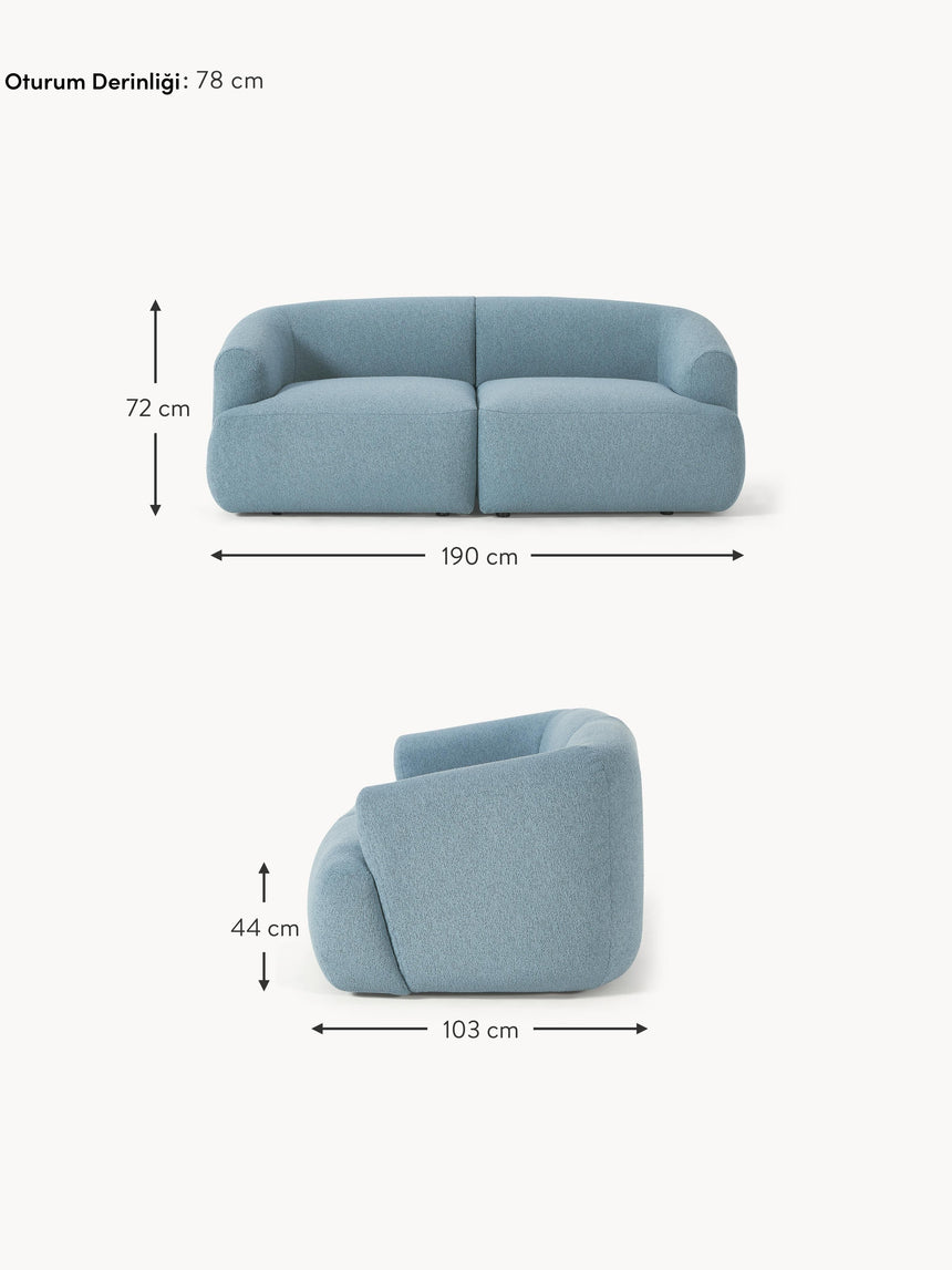Modern İkili Koltuk Mavi Bukle