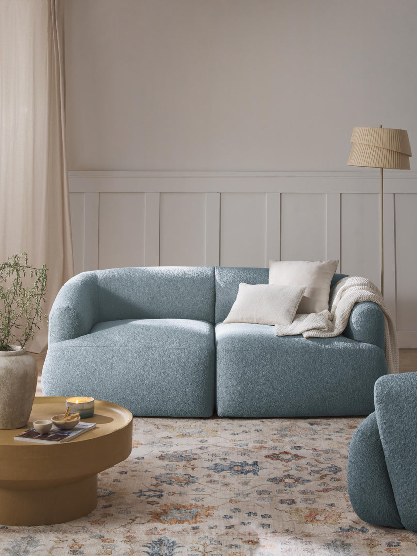 Modern İkili Koltuk Mavi Bukle