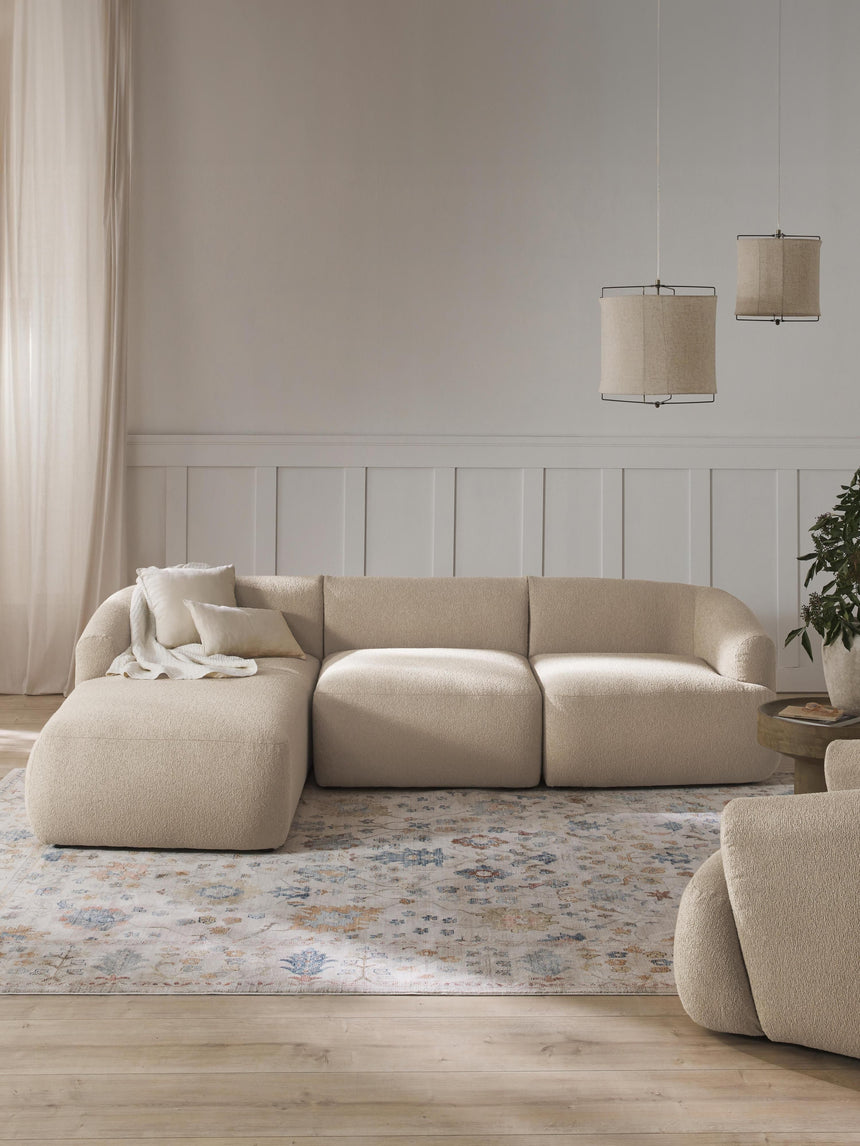 Modern Köşe Koltuk Açık Bej Bukle