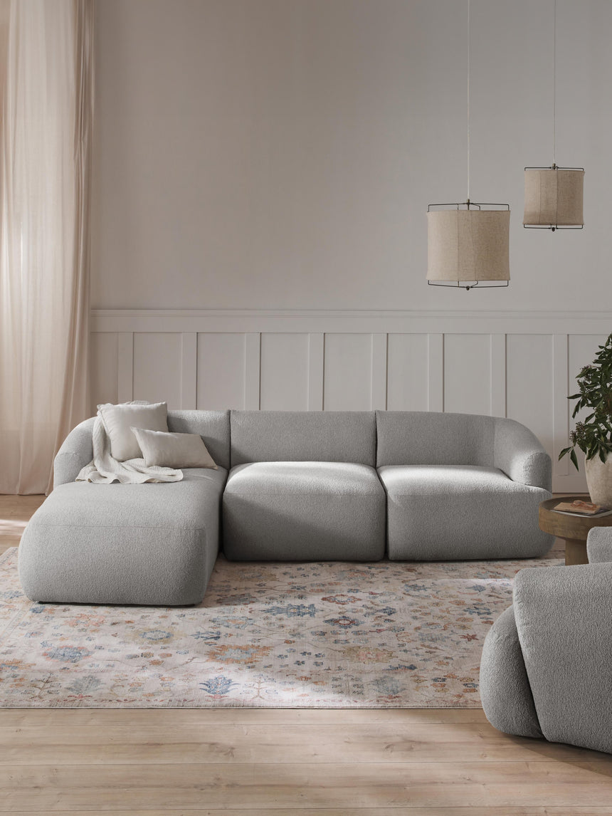Modern Köşe Koltuk Açık Gri Bukle