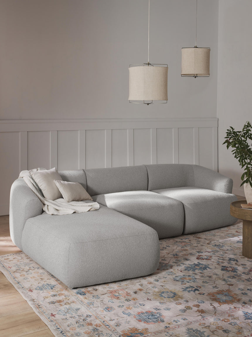 Modern Köşe Koltuk Açık Gri Bukle