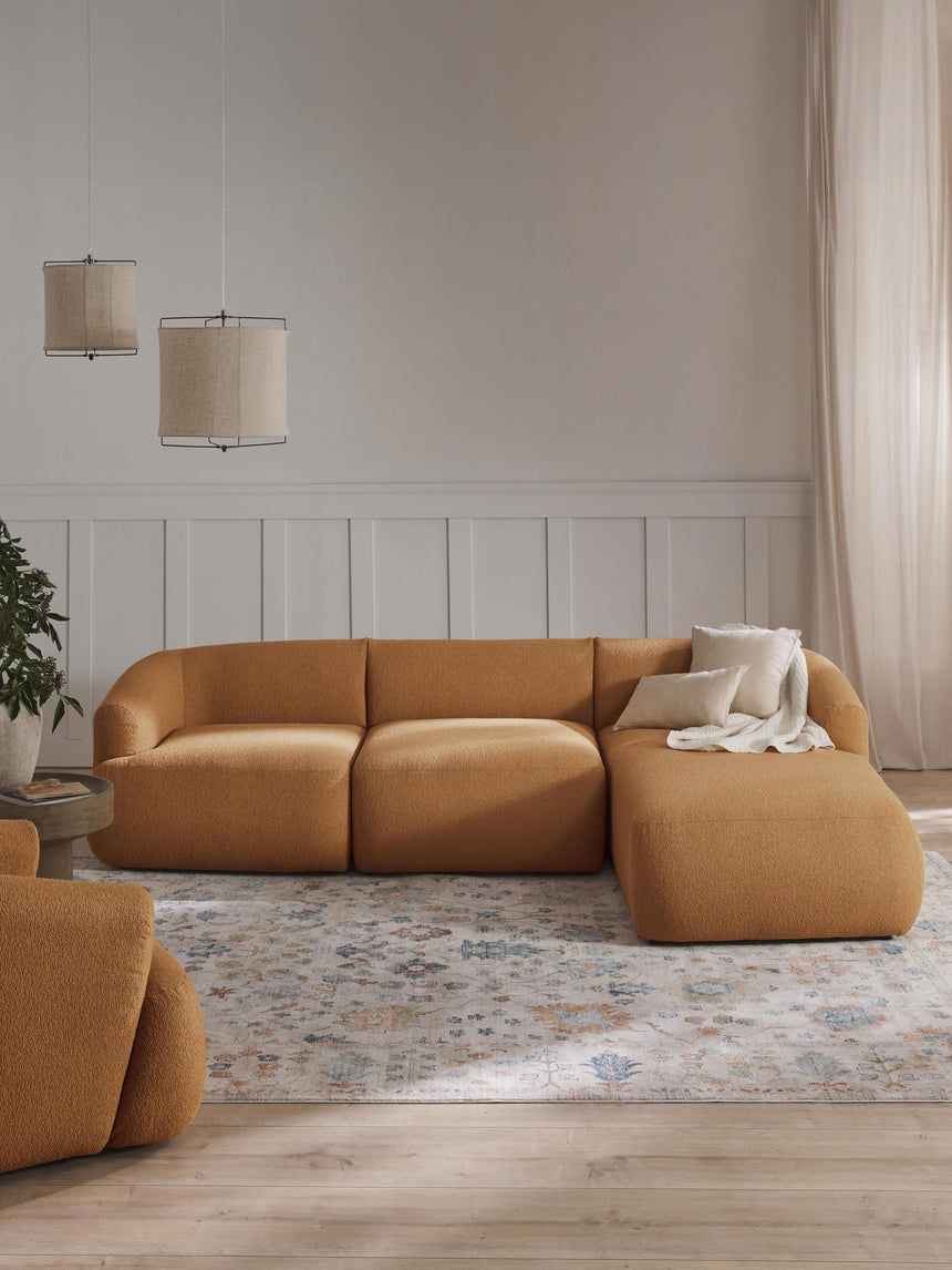 Modern Köşe Koltuk Açık Kahve Bukle