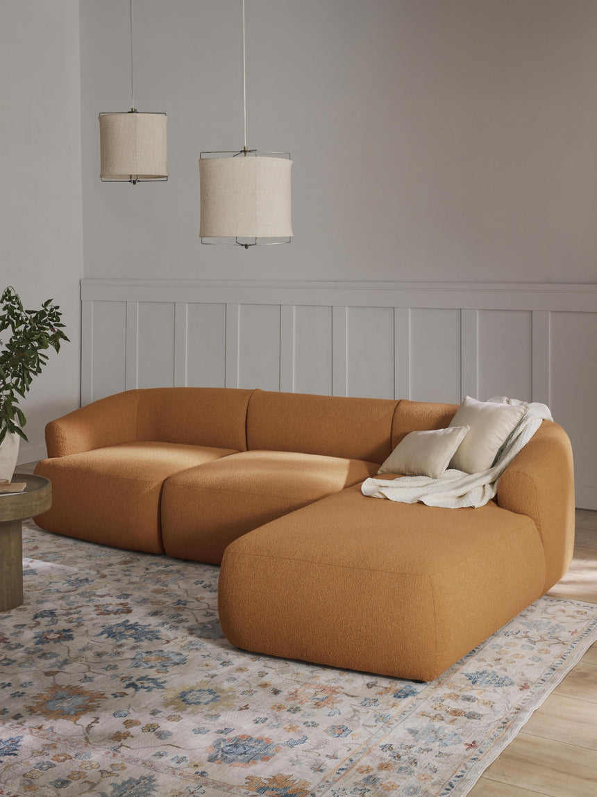 Modern Köşe Koltuk Açık Kahve Bukle