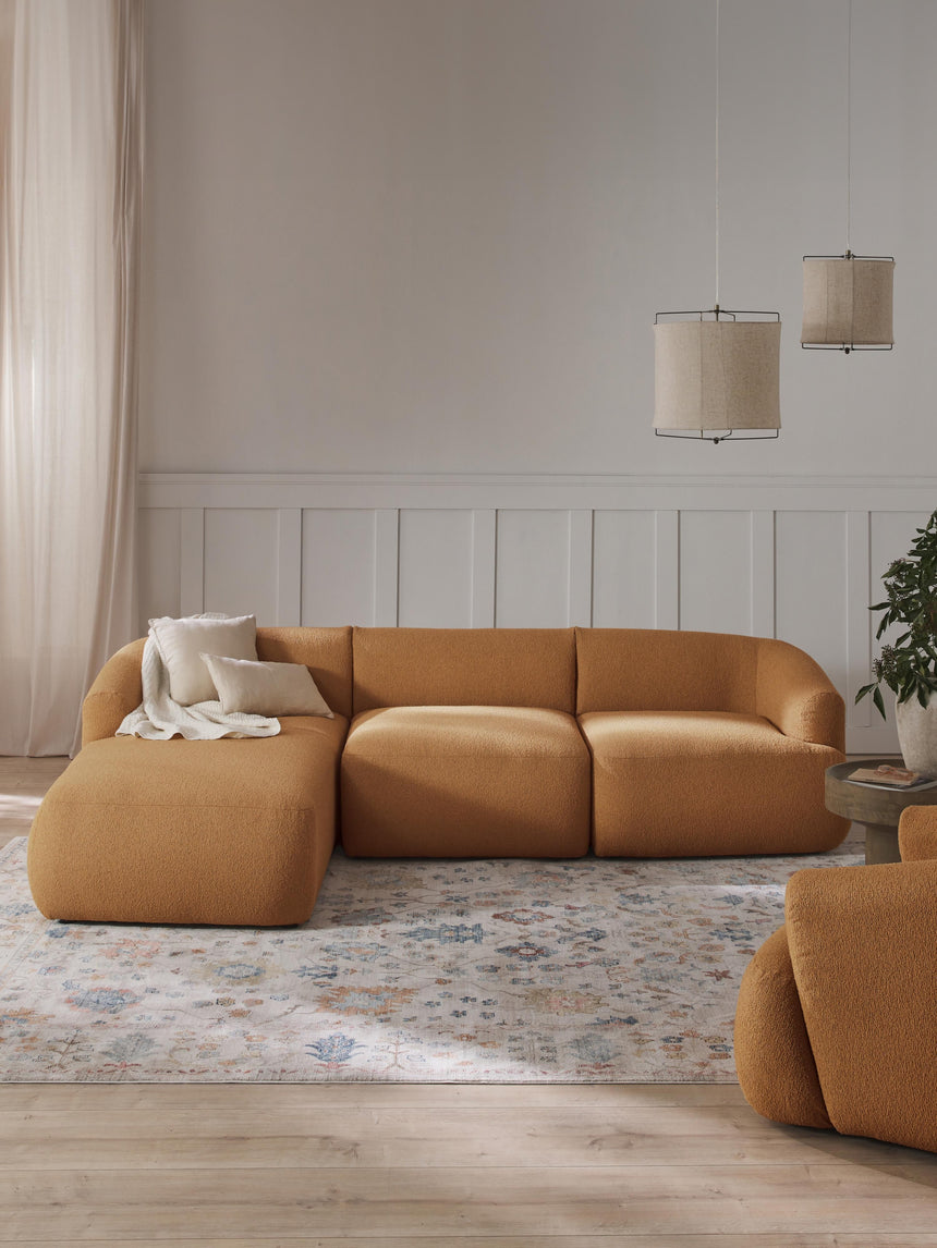 Modern Köşe Koltuk Açık Kahve Bukle