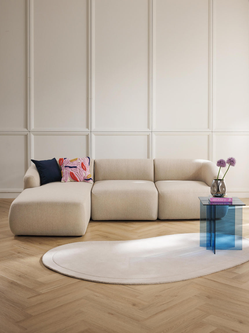 Modern Köşe Koltuk Bej Dokuma Kumaş