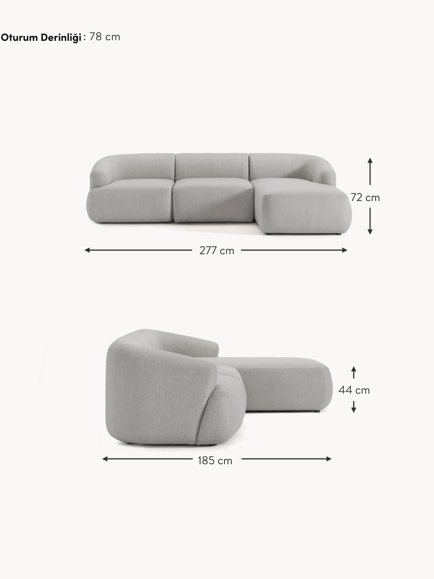 Modern Köşe Koltuk Gri Dokuma Kumaş