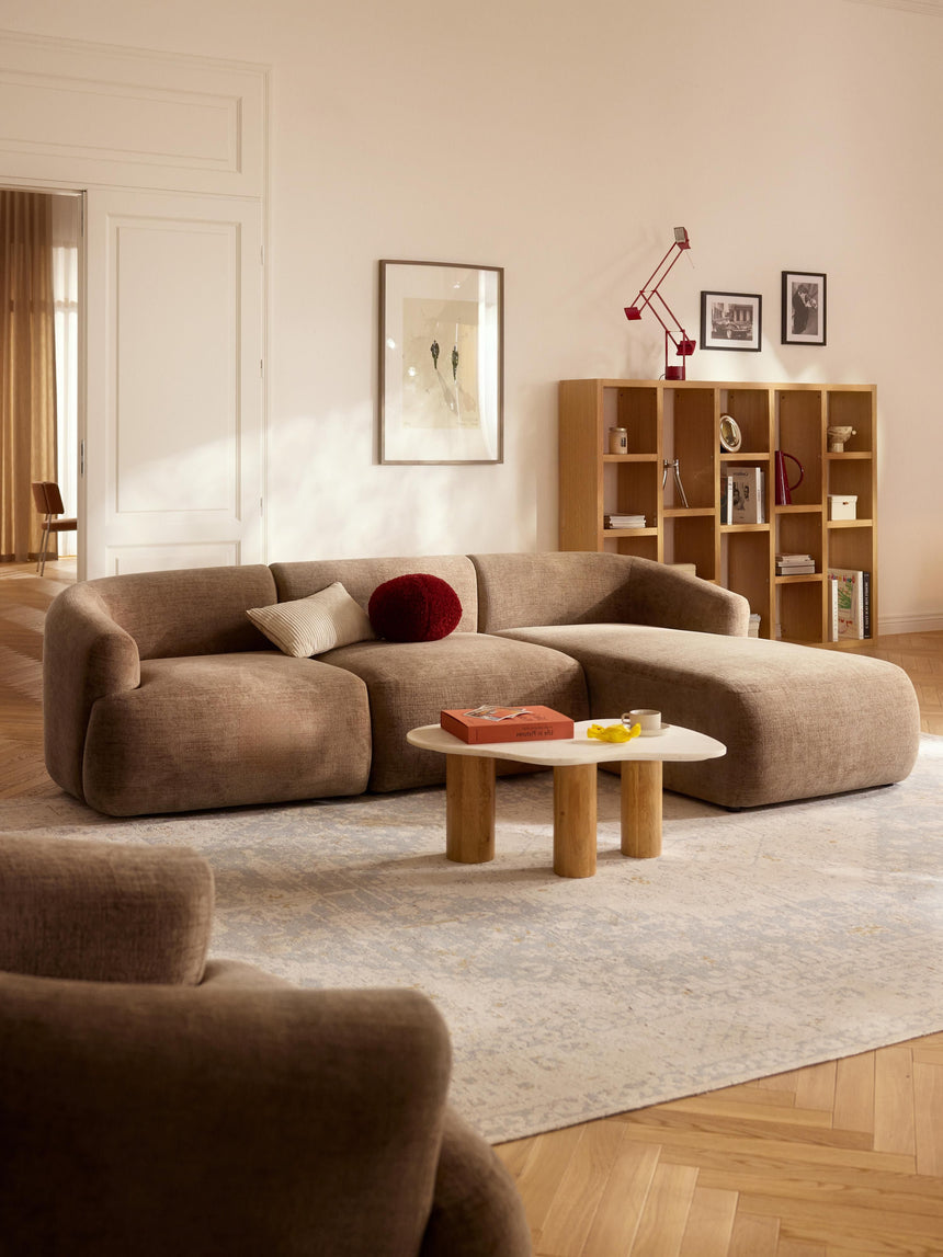 Modern Köşe Koltuk Kahve Dokuma Kadife