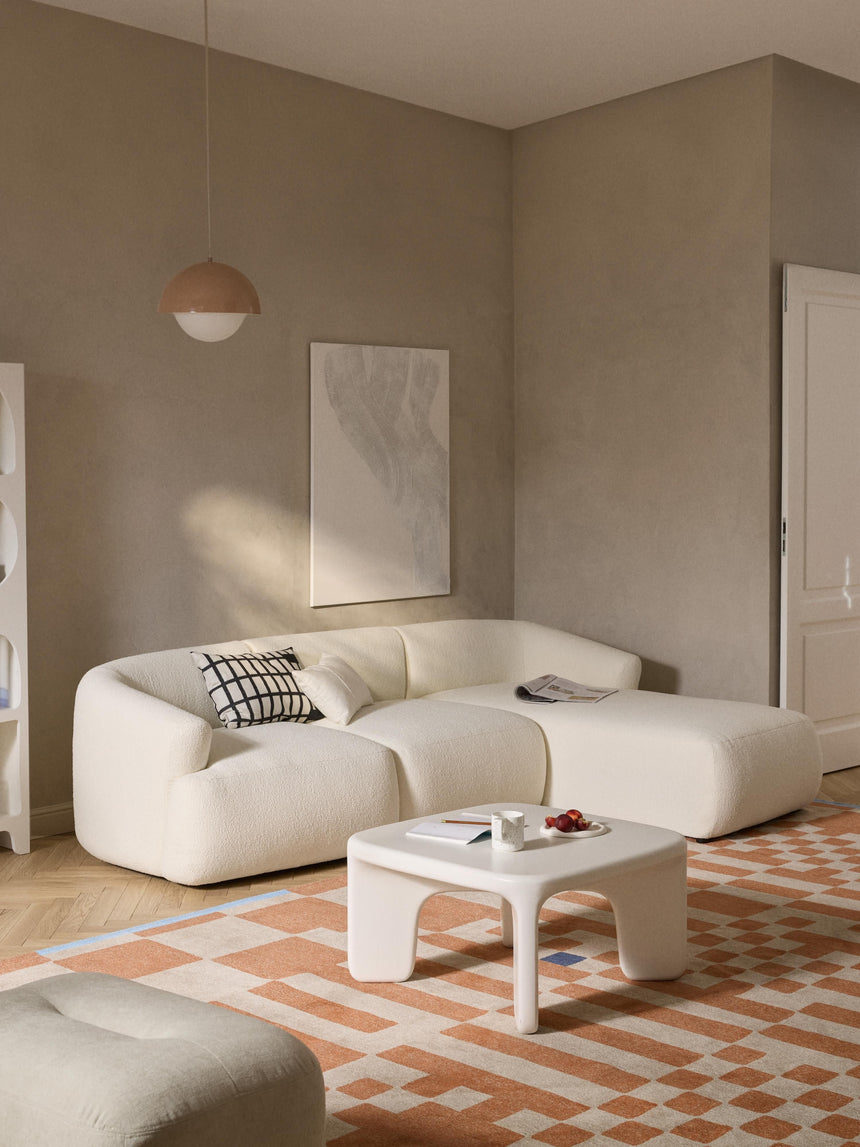 Modern Köşe Koltuk Kırık Beyaz Bukle