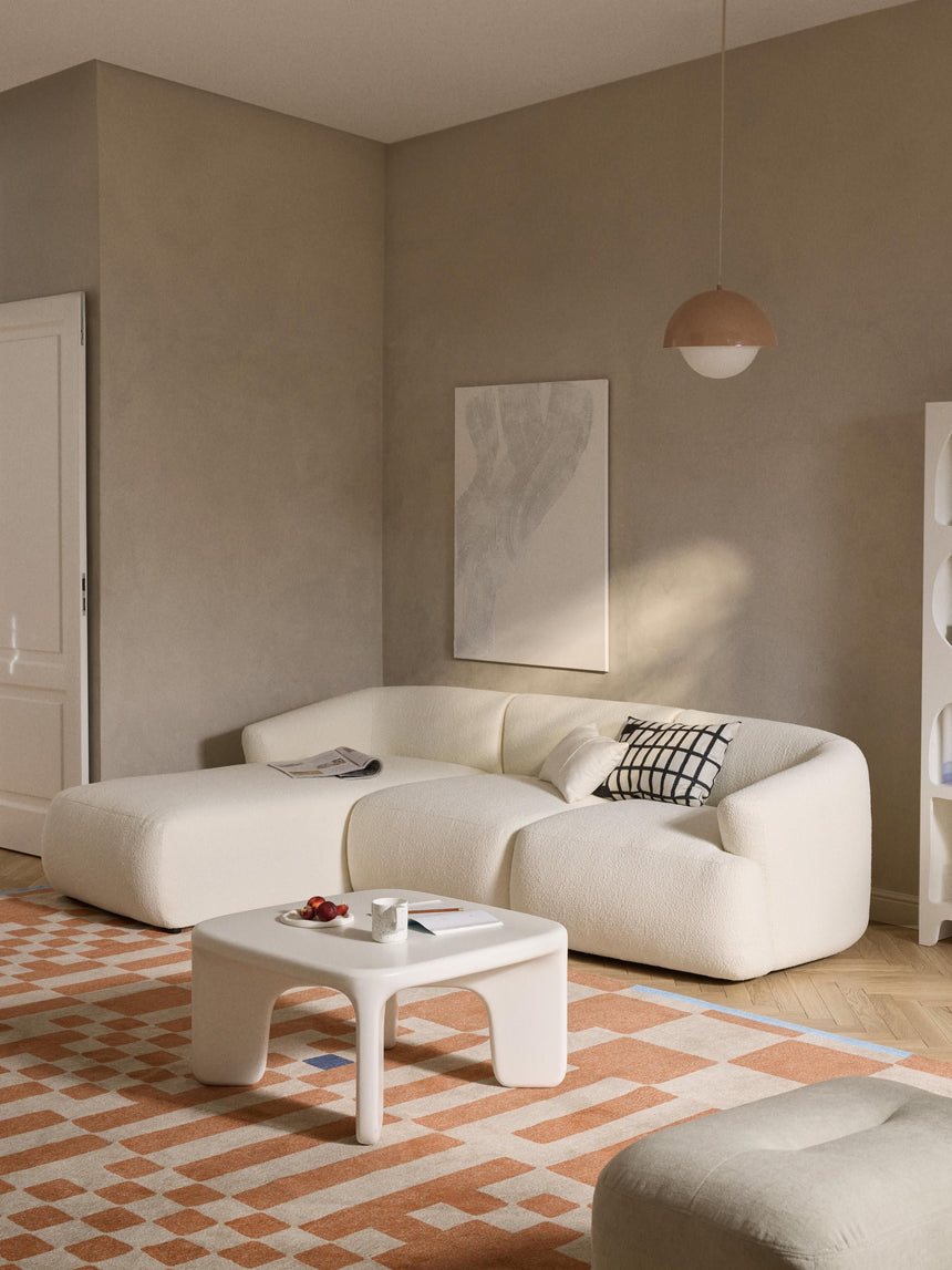 Modern Köşe Koltuk Kırık Beyaz Bukle