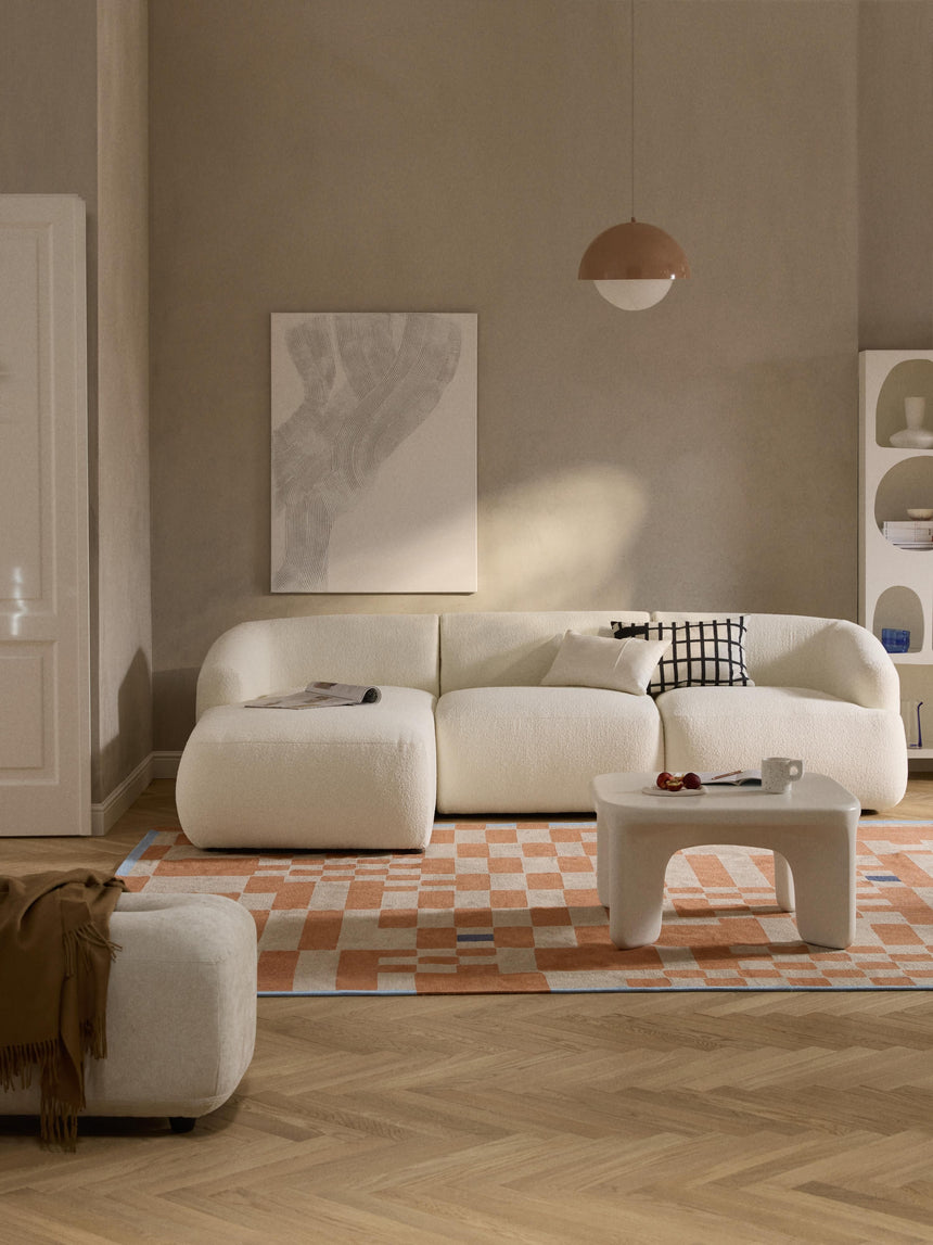 Modern Köşe Koltuk Kırık Beyaz Bukle