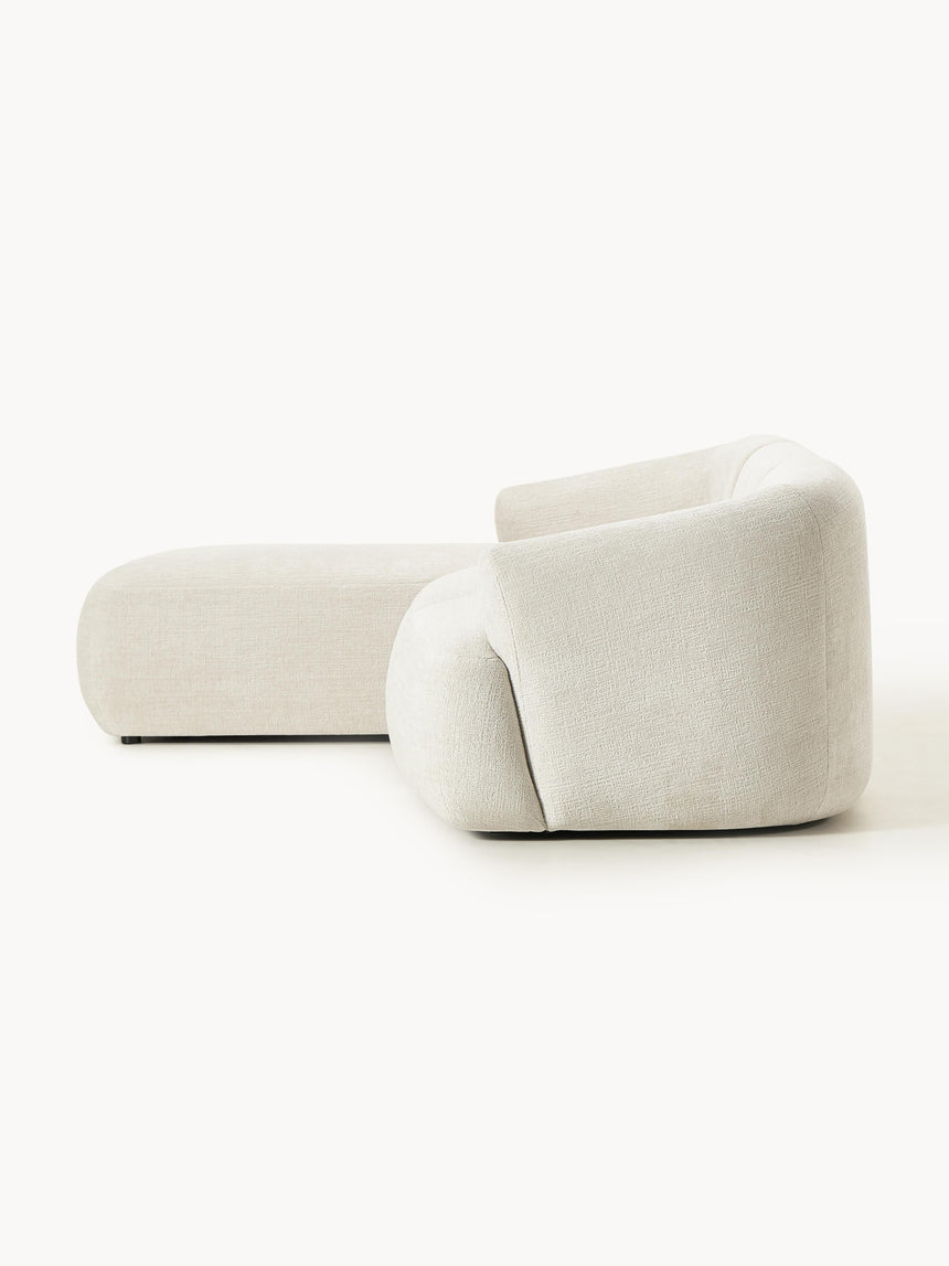 Modern Köşe Koltuk Kırık Beyaz Dokuma Kadife