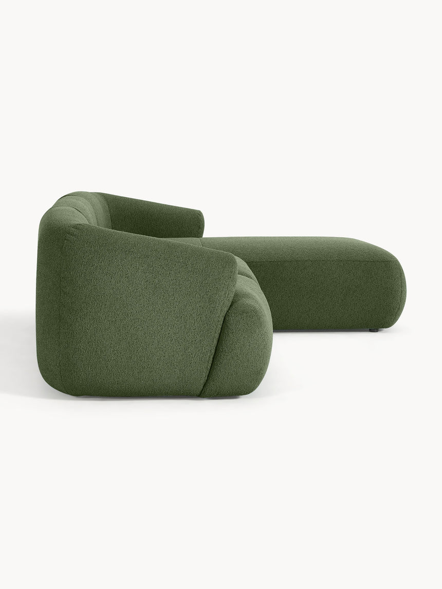 Modern Köşe Koltuk Koyu Yeşil Bukle