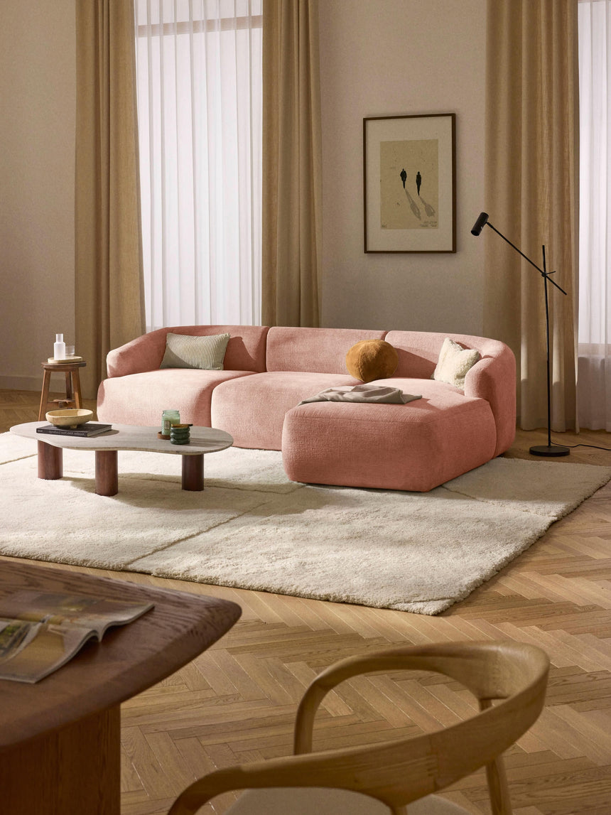 Modern Köşe Koltuk Şeftali Dokuma Kadife