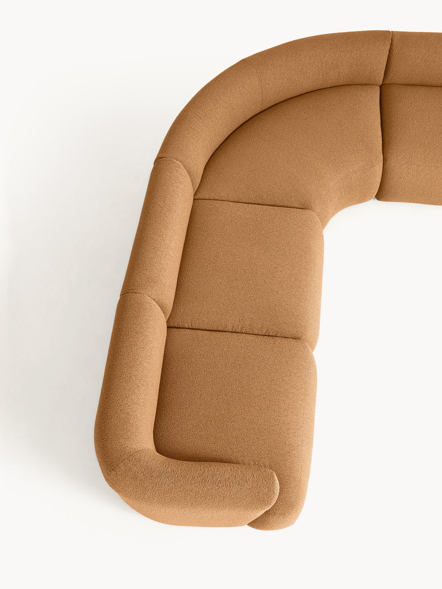 Modern Large Köşe Koltuk Açık Kahve Bukle