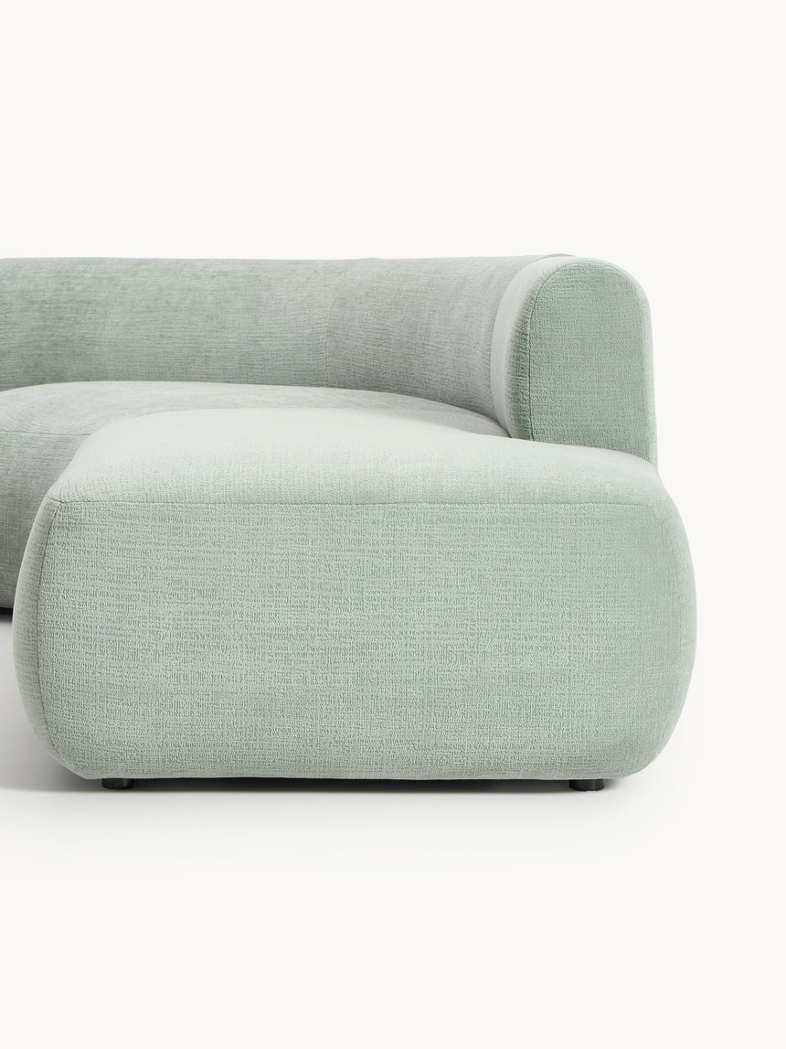 Modern Large Köşe Koltuk Adaçayı Yeşili Dokuma Kadife