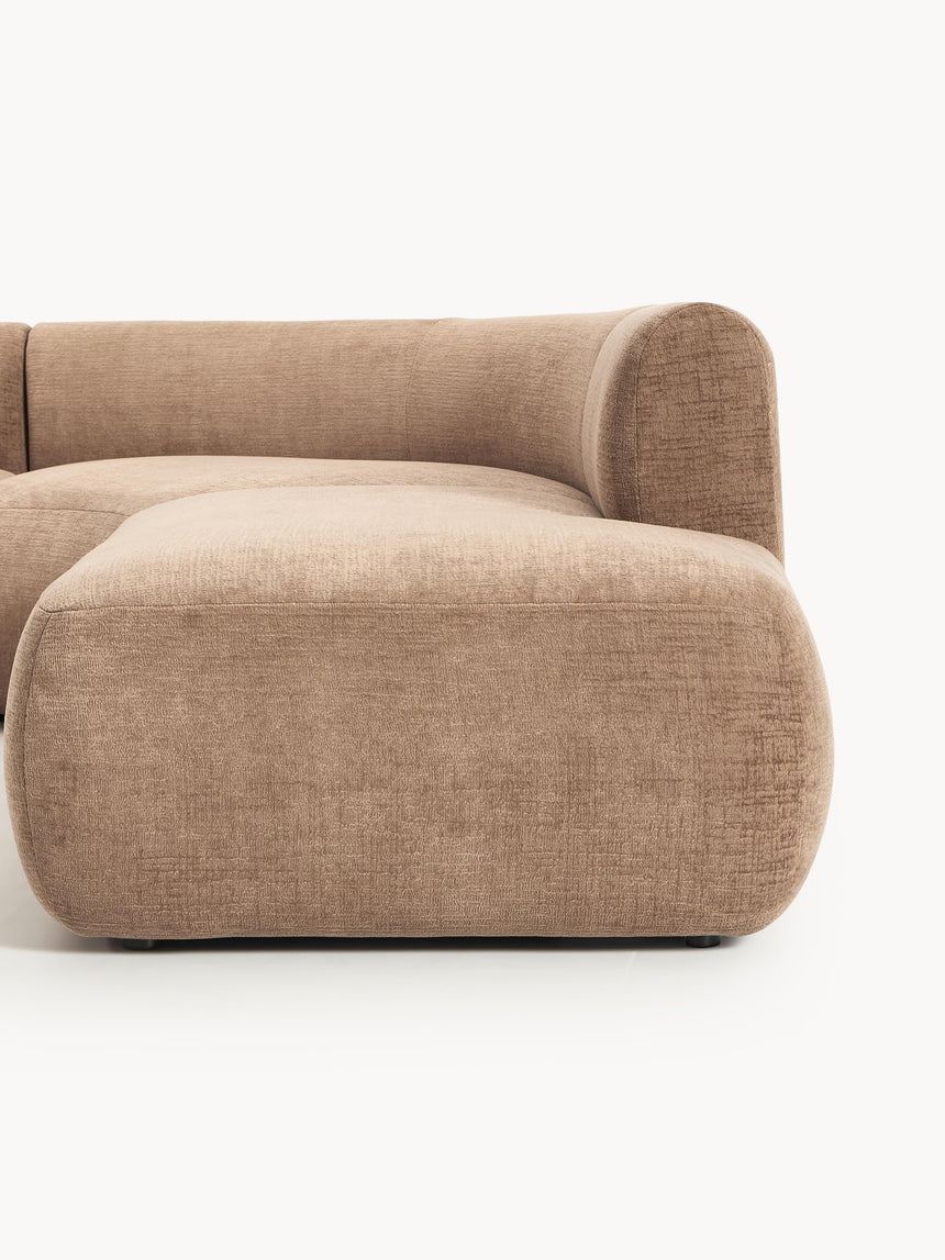 Modern Large Köşe Koltuk Kahve Dokuma Kadife