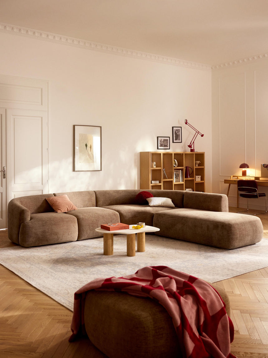 Modern Large Köşe Koltuk Kahve Dokuma Kadife