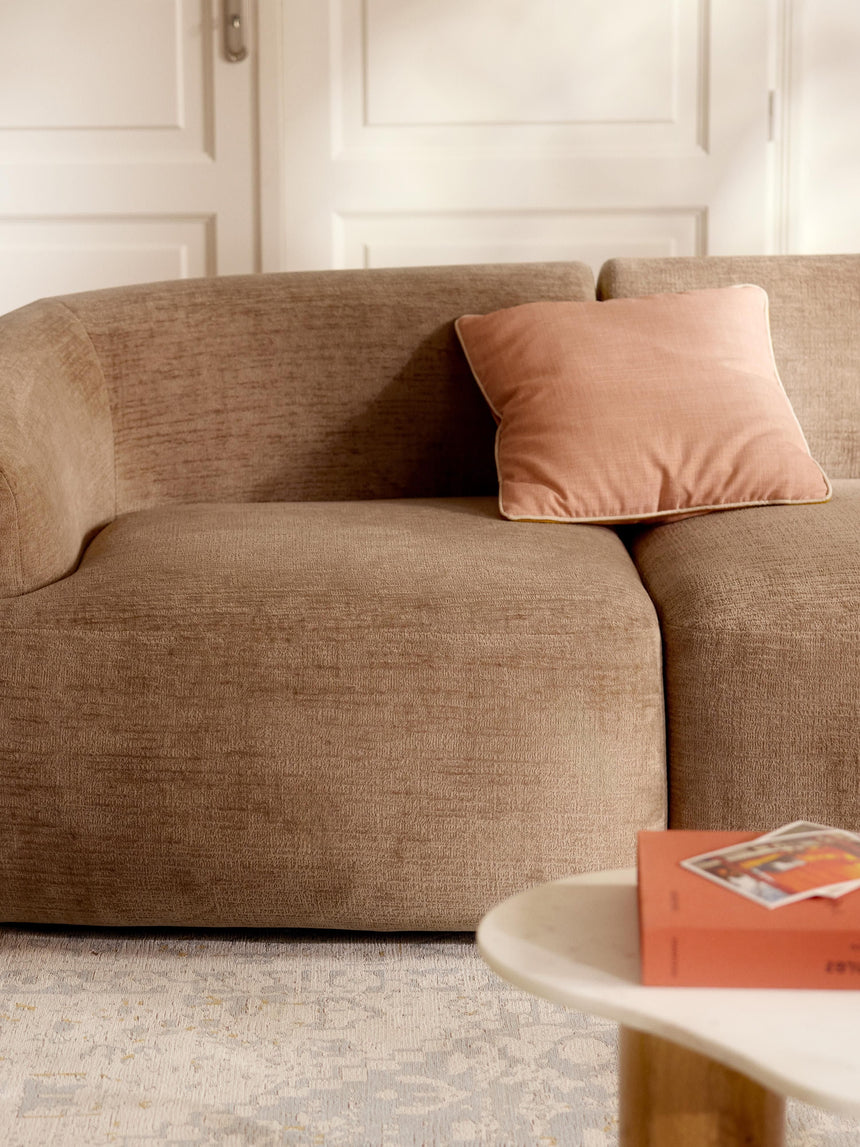 Modern Large Köşe Koltuk Kahve Dokuma Kadife