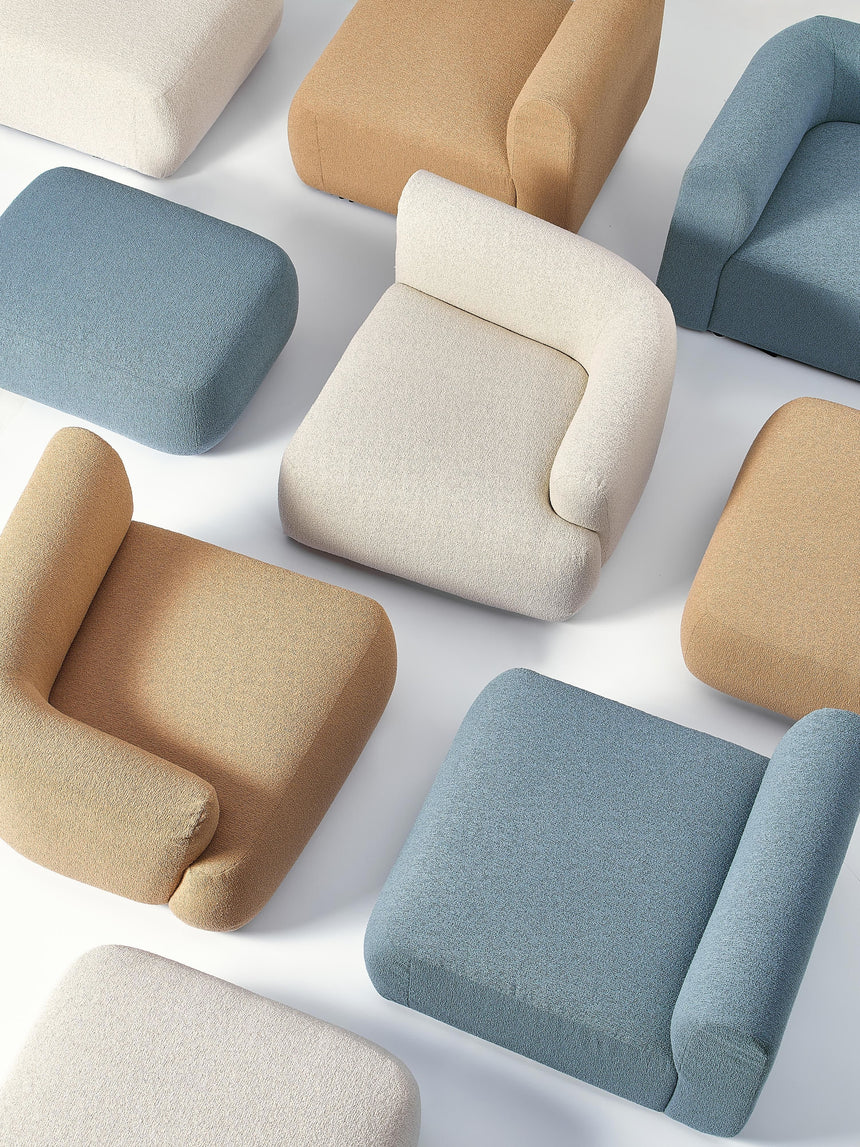 Modern Large Köşe Koltuk Mavi Bukle