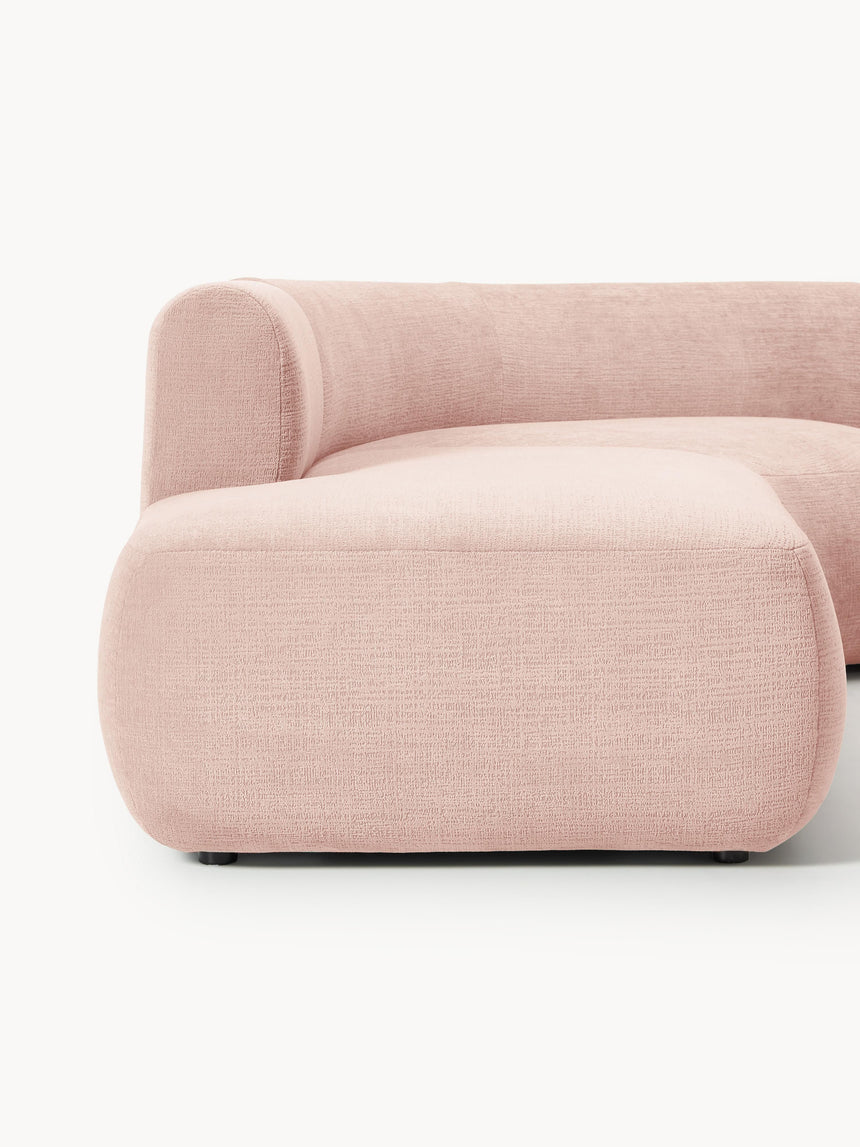 Modern Large Köşe Koltuk Şeftali Dokuma Kadife