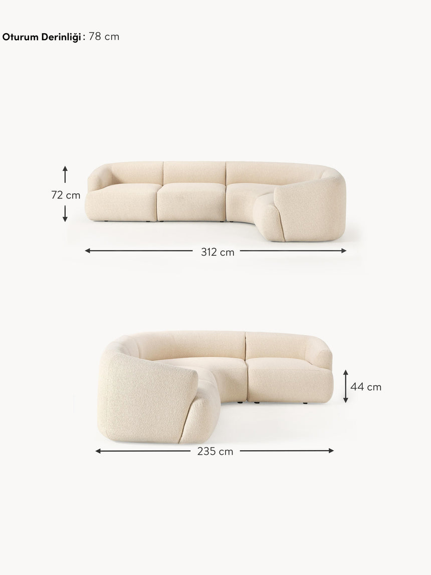 Modern Plus Köşe Koltuk Açık Bej Bukle