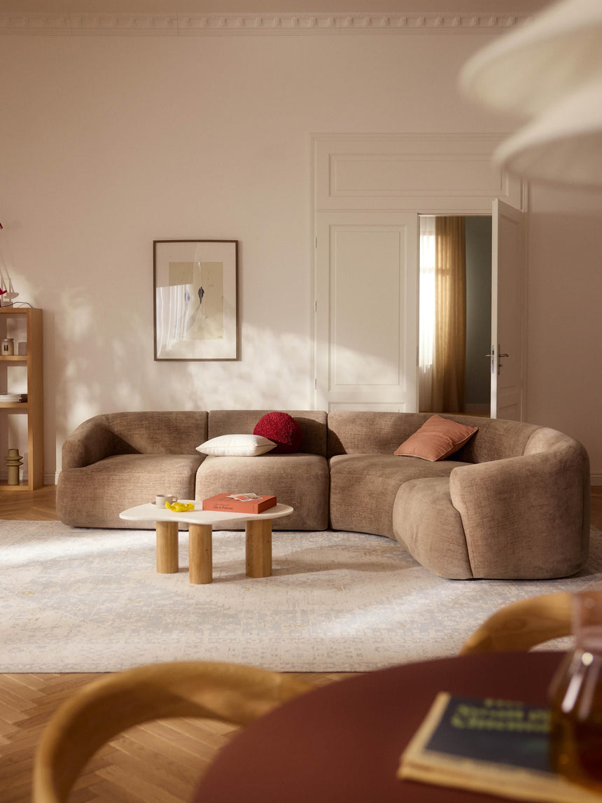 Modern Plus Köşe Koltuk Kahve Dokuma Kadife