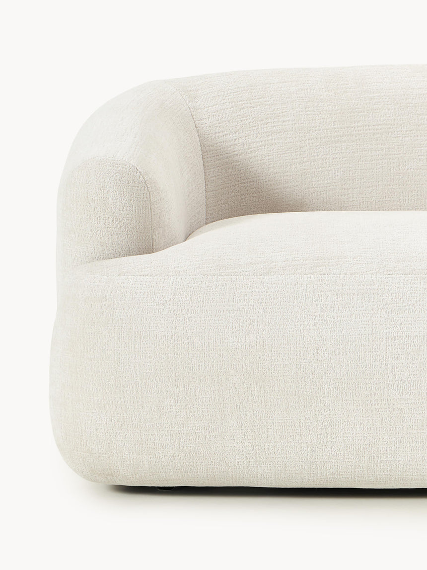 Modern Plus Köşe Koltuk Kırık Beyaz Dokuma Kadife