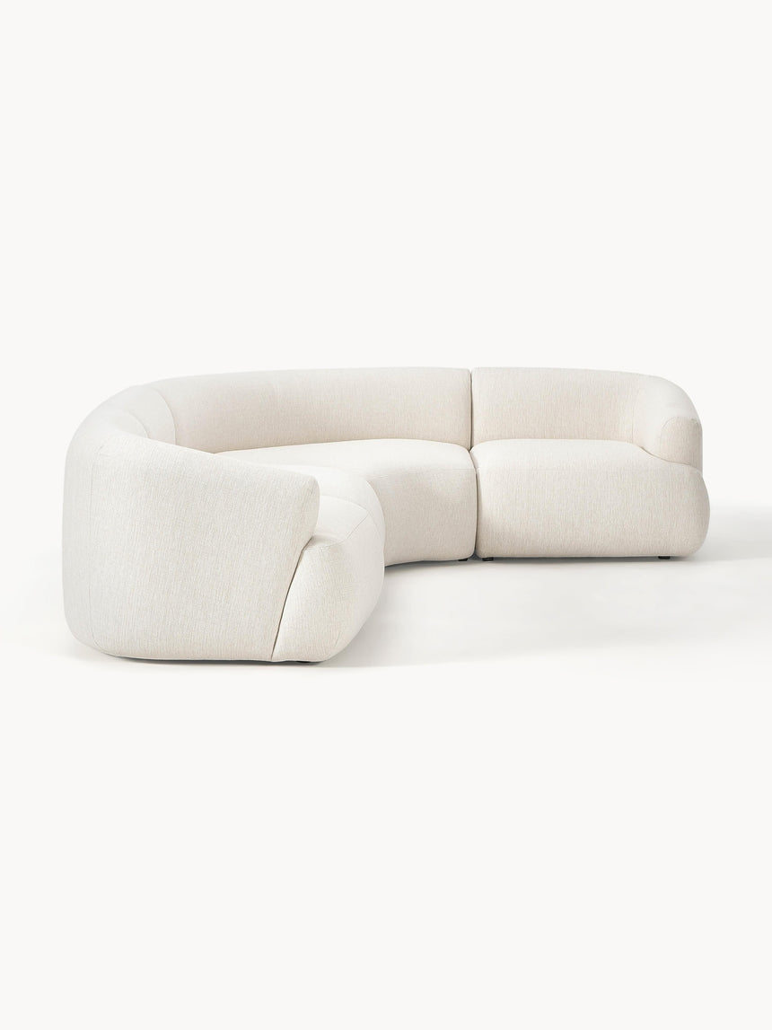 Modern Plus Köşe Koltuk Kırık Beyaz Dokuma Kumaş