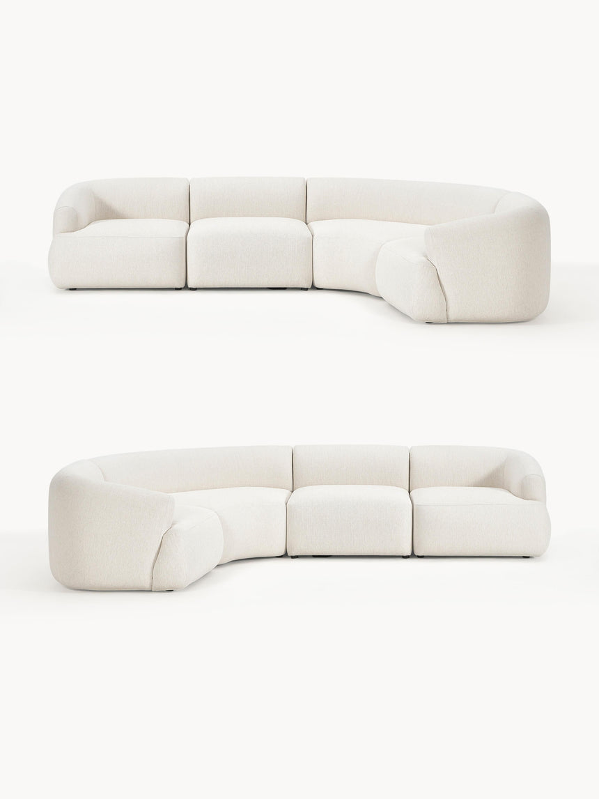 Modern Plus Köşe Koltuk Kırık Beyaz Dokuma Kumaş