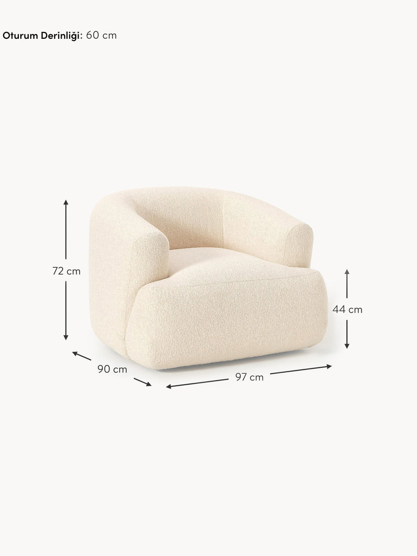 Modern Tekli Koltuk Açık Bej Bukle