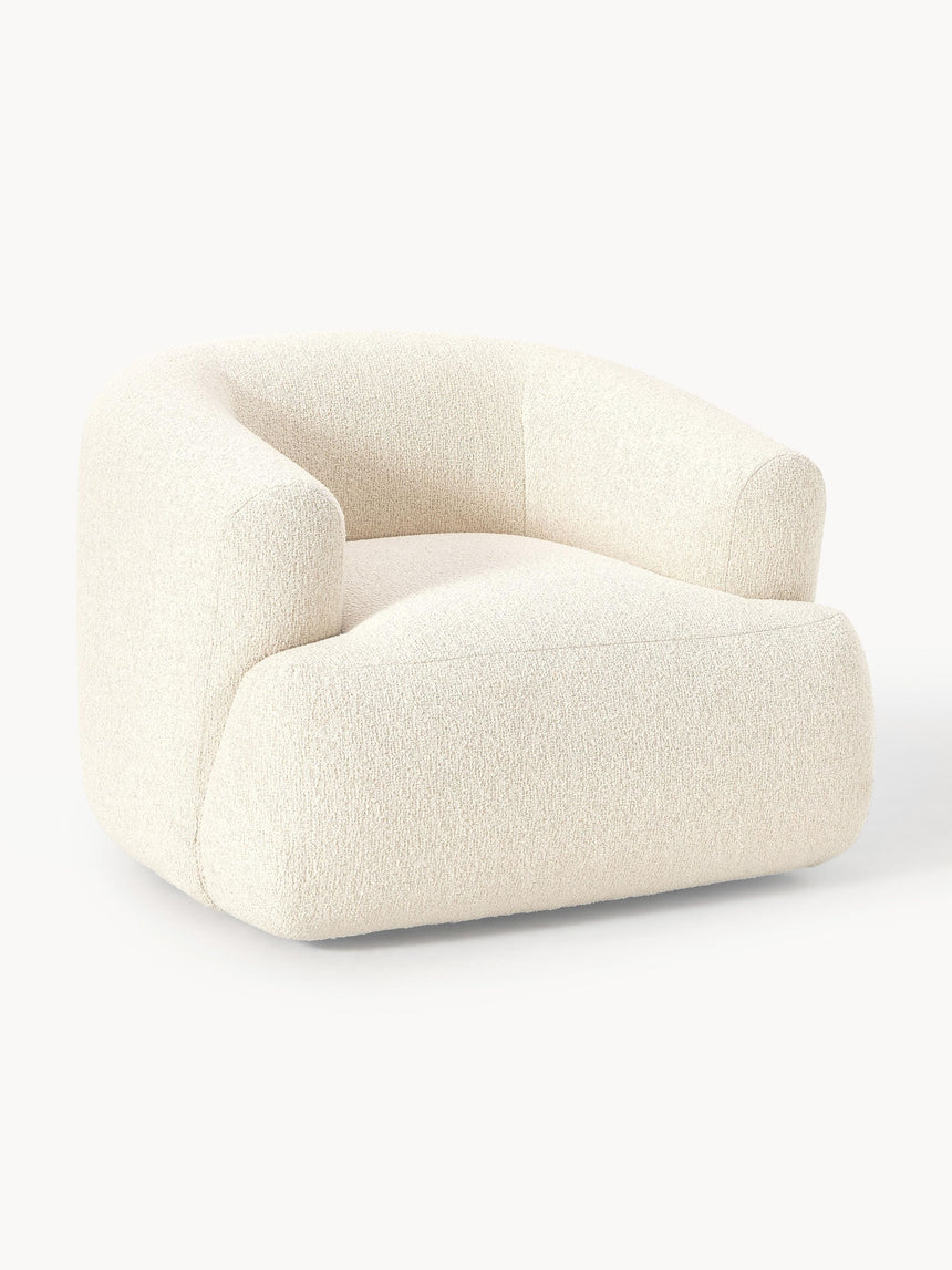 Modern Tekli Koltuk Kırık Beyaz Bukle