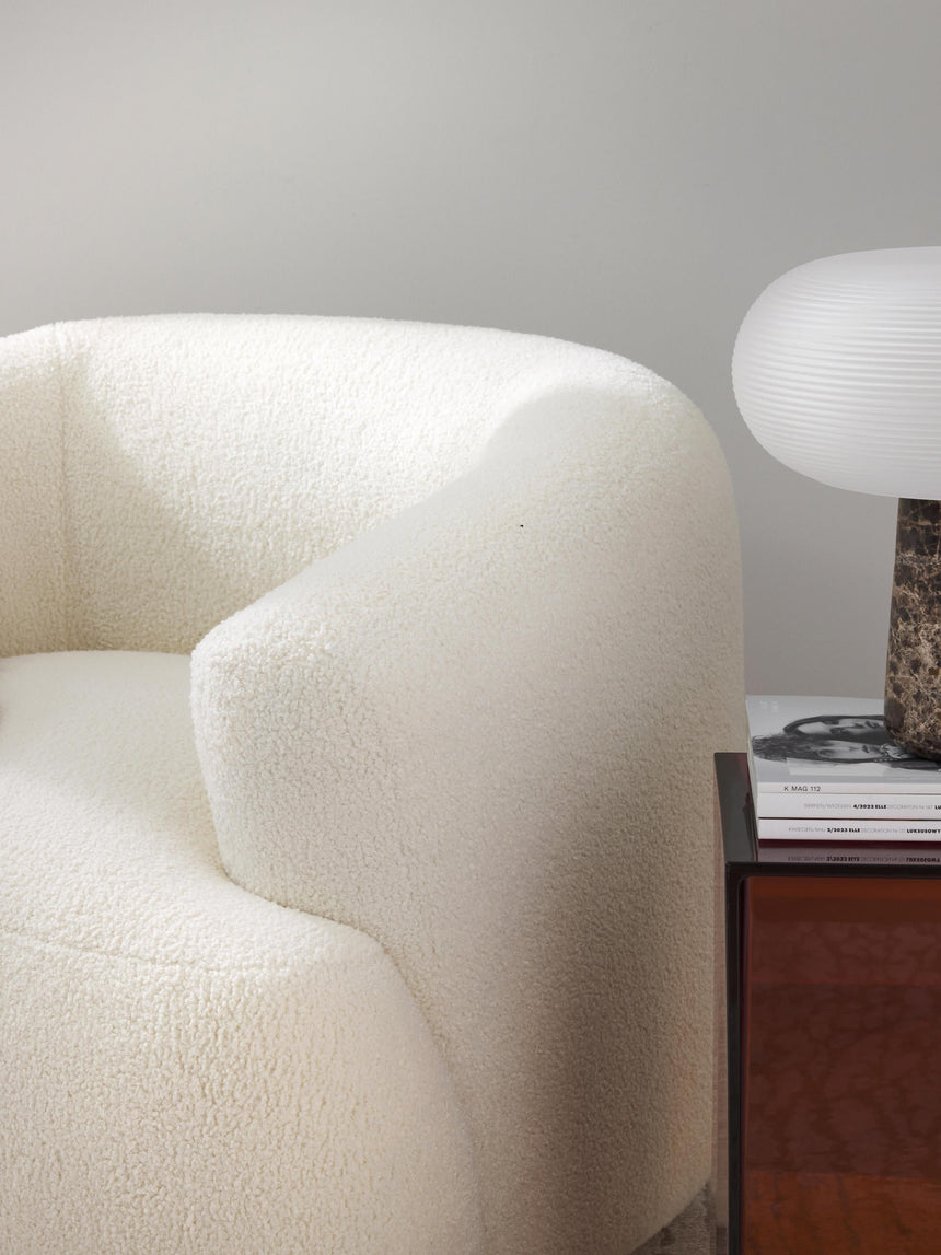 Modern Tekli Koltuk Kırık Beyaz Teddy