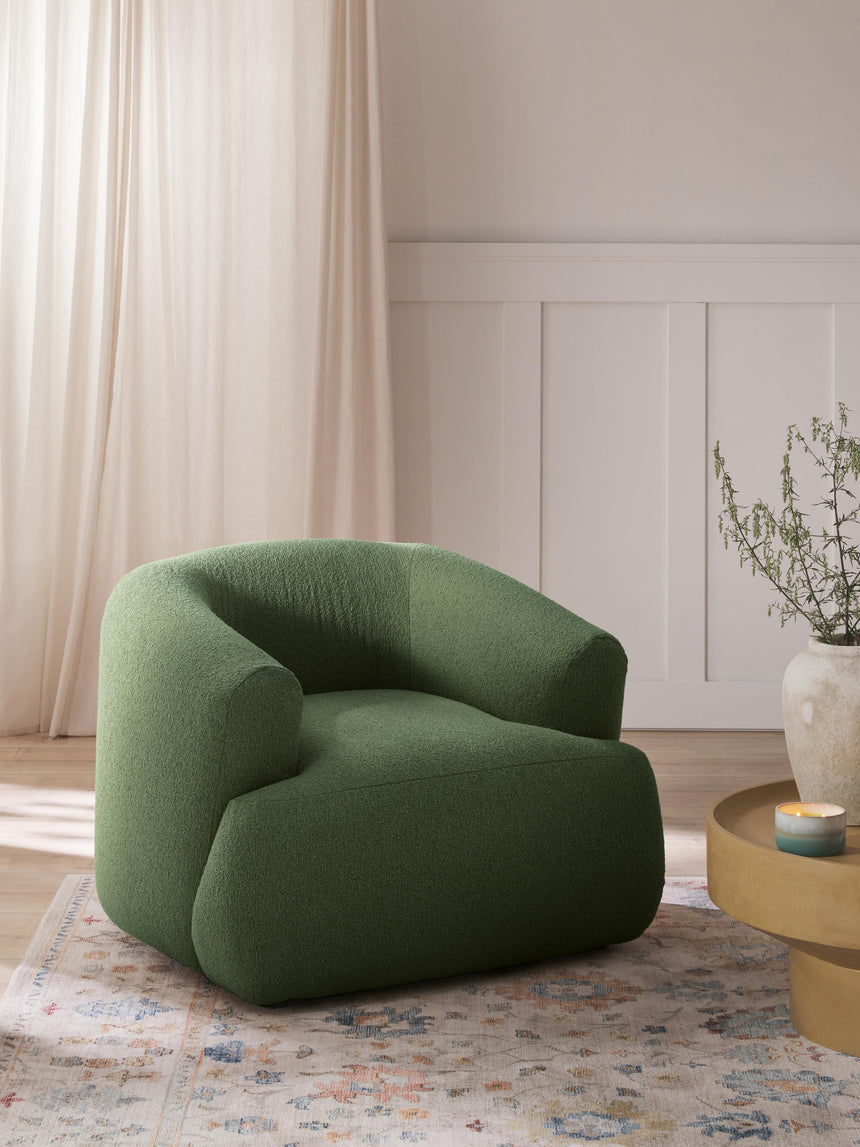 Modern Tekli Koltuk Yeşil Bukle