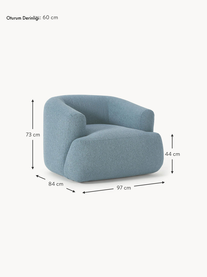 Modern Tekli Koltuk Mavi Bukle