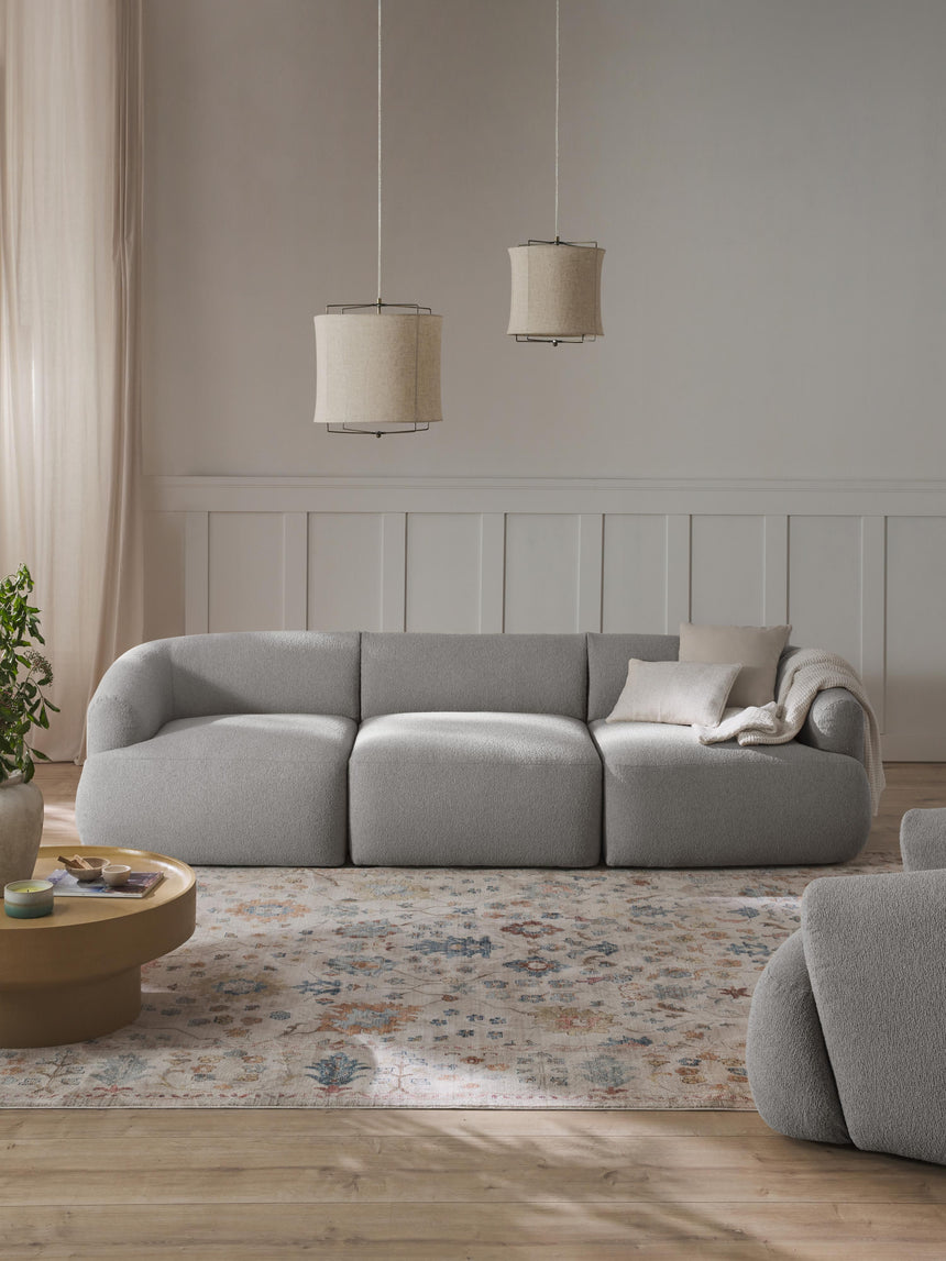 Modern Üçlü Koltuk Açık Gri Bukle