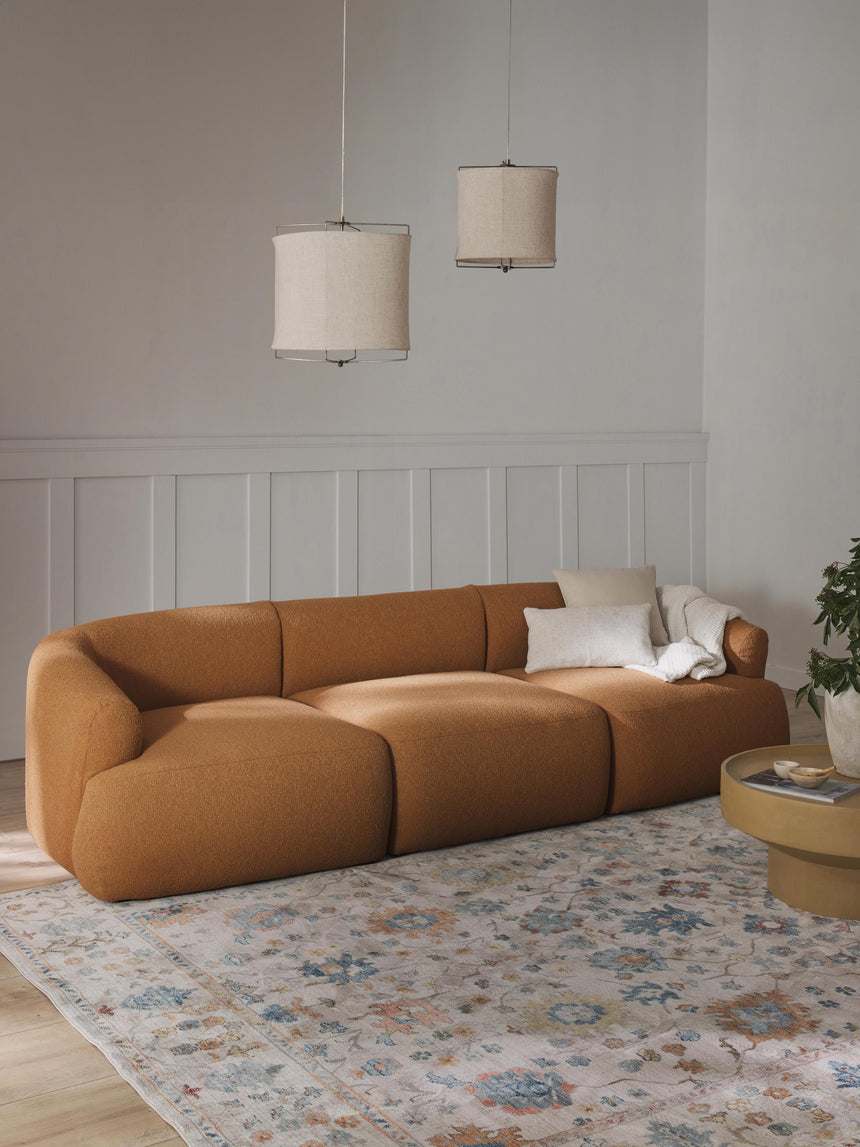 Modern Üçlü Koltuk Açık Kahve Bukle