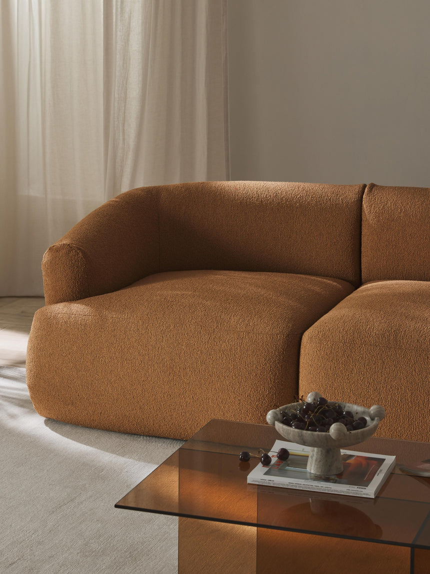 Modern Üçlü Koltuk Açık Kahve Bukle