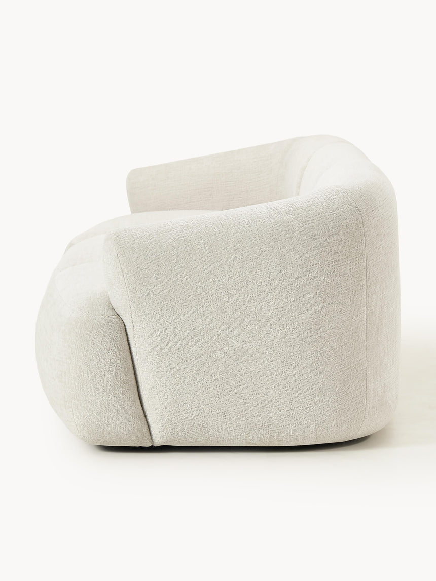 Modern Üçlü Koltuk Kırık Beyaz Dokuma Kadife