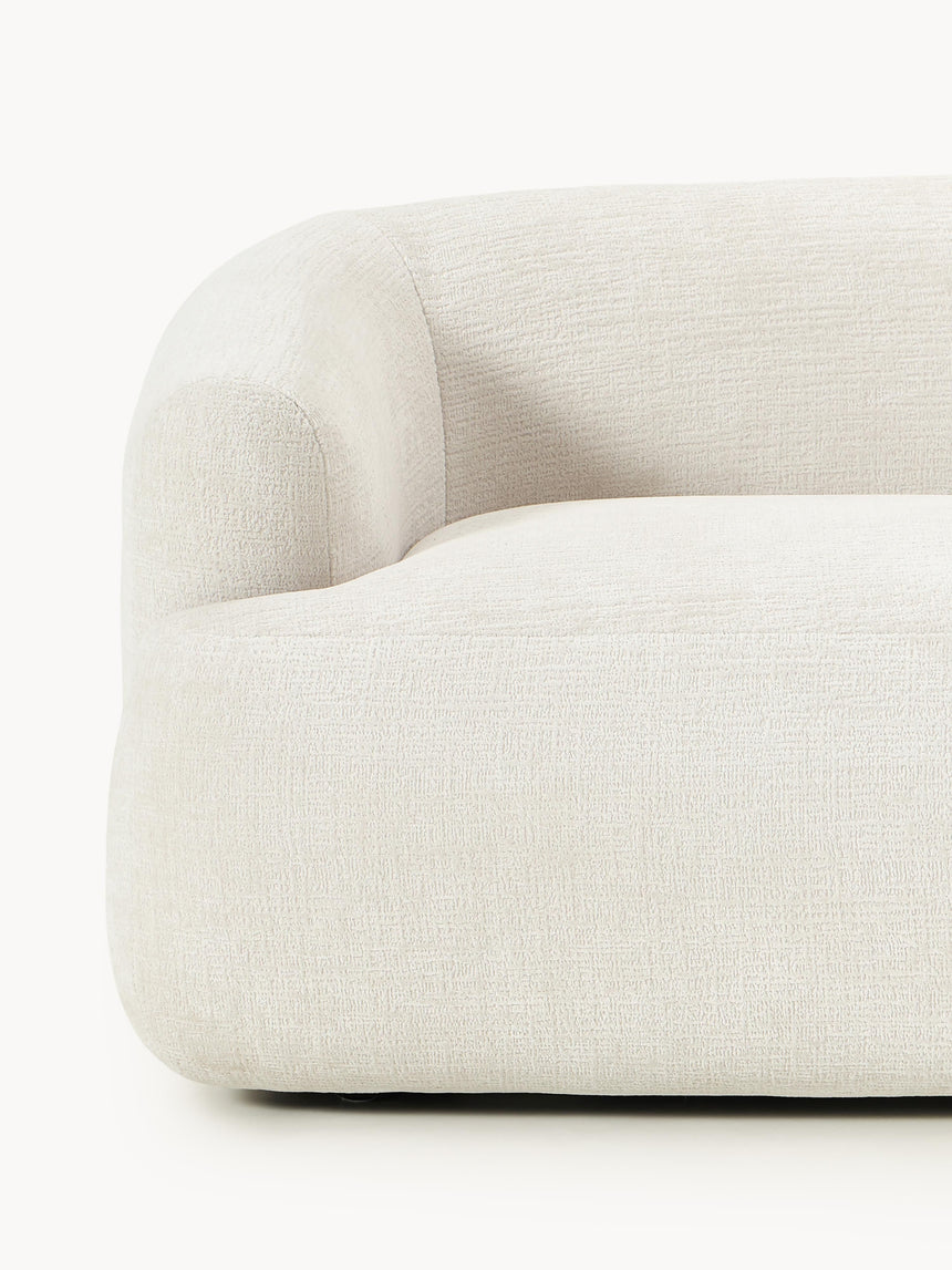 Modern Üçlü Koltuk Kırık Beyaz Dokuma Kadife