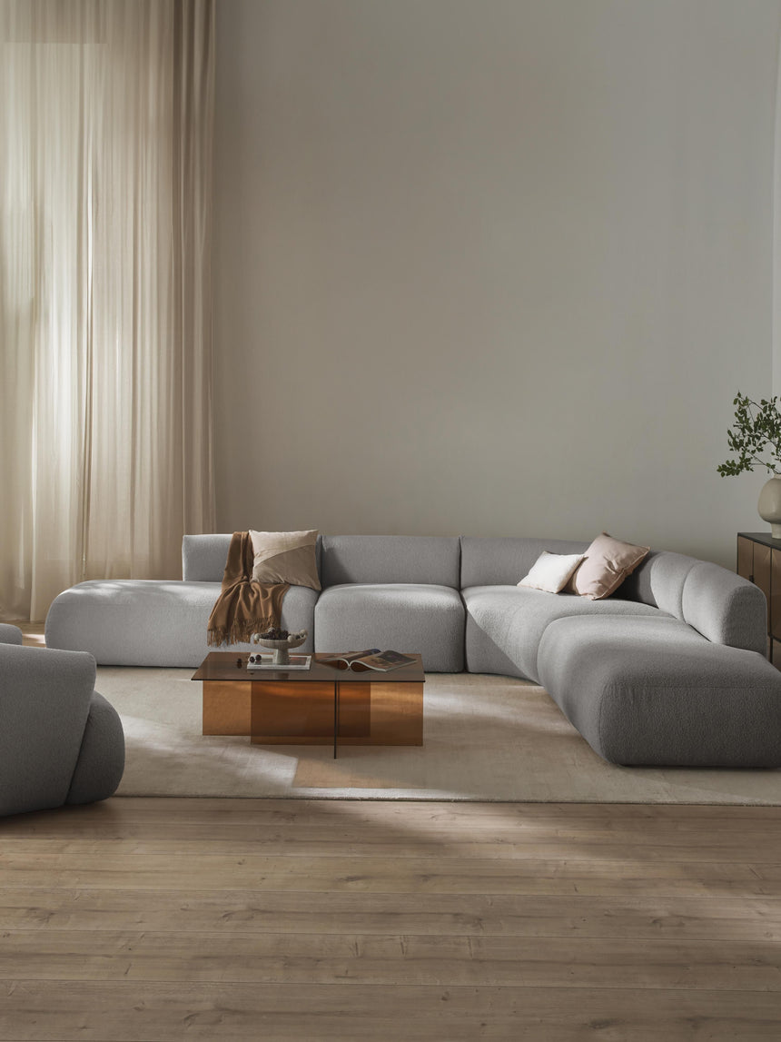 Modern Ultra Köşe Koltuk Açık Gri Bukle