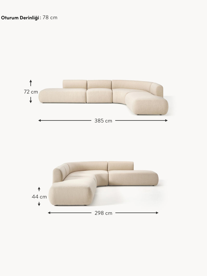 Modern Ultra Köşe Koltuk Bej Dokuma Kumaş